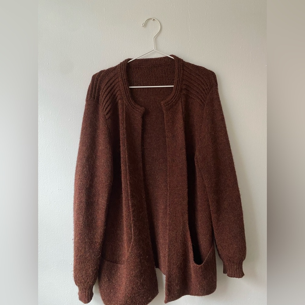 SUPER warm hand knit alpaca fir cardigan